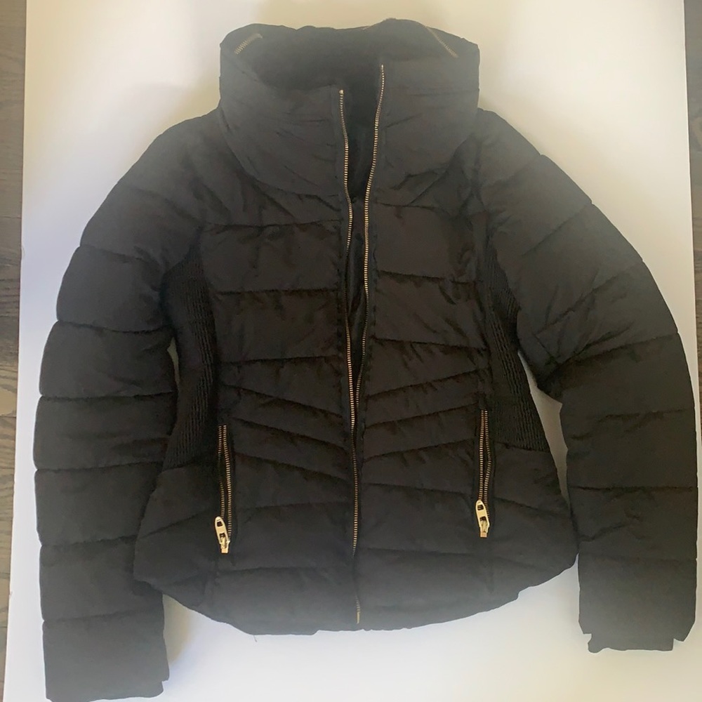 Zara black jacket with hood sz medium